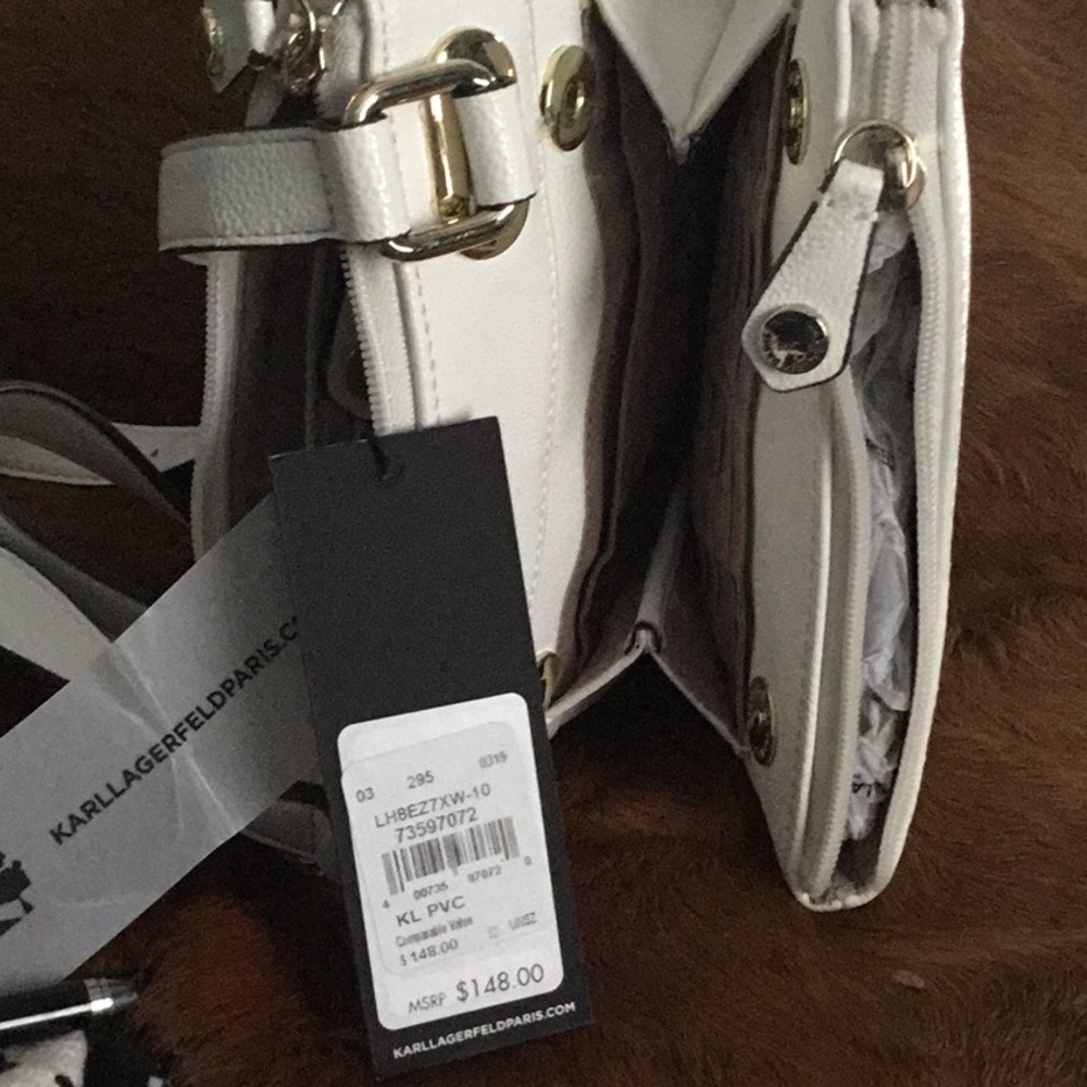 CLASSY WHITE KARL LAGERFELD -CROSS BODY & MANY POCKETS- SHOUTS CLASS ALL THE WAY